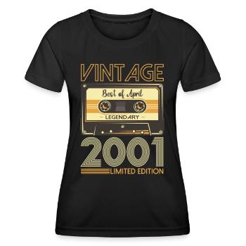 22nd birthday man cassette April born 2001 - Women's Functional T-Shirt - black - Front - AI Model Female 172 light (172cm)