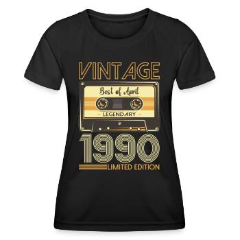 33rd Birthday Man Cassette April Vintage 1990 - Women's Functional T-Shirt - black - Front - AI Model Female 172 light (172cm)
