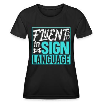 Maîtrise de la langue des signes Signes de sensibilisation - T-shirt sport Femme - noir - Devant - AI Model Female 172 light (172cm)
