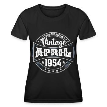 April 1954. Geburtstagsgeschenk April 1954 April - Frauen Funktions-T-Shirt - Schwarz - Vorne - AI Model Female 172 light (172cm)