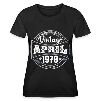 April 1970. Geburtstagsgeschenk April 1970 April - Frauen Funktions-T-Shirt - Schwarz - Vorne - AI Model Female 172 light (172cm)