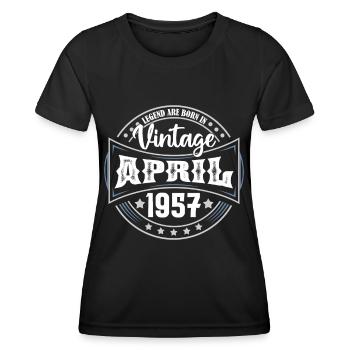 April 1957. Geburtstagsgeschenk April 1957 April - Frauen Funktions-T-Shirt - Schwarz - Vorne - AI Model Female 172 light (172cm)