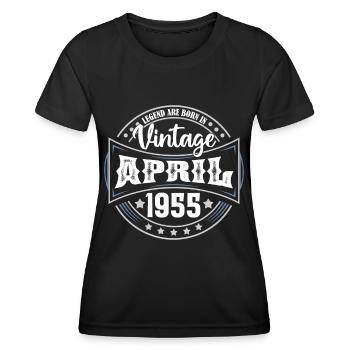 April 1955. Geburtstagsgeschenk April 1955 April - Frauen Funktions-T-Shirt - Schwarz - Vorne - AI Model Female 172 light (172cm)