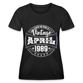 April 1989. Geburtstagsgeschenk April 1989 April - Frauen Funktions-T-Shirt - Schwarz - Vorne - AI Model Female 172 light (172cm)