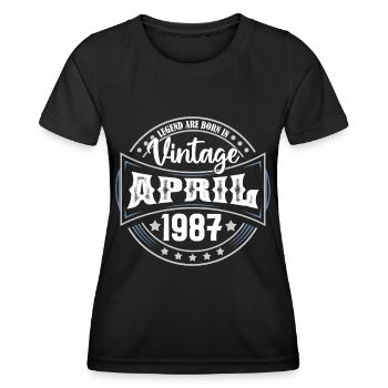 April 1987. Geburtstagsgeschenk April 1987 April - Frauen Funktions-T-Shirt - Schwarz - Vorne - AI Model Female 172 light (172cm)