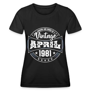 April 1981. Geburtstagsgeschenk April 1981 April - Frauen Funktions-T-Shirt - Schwarz - Vorne - AI Model Female 172 light (172cm)