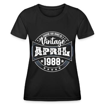 April 1988. Geburtstagsgeschenk April 1988 April - Frauen Funktions-T-Shirt - Schwarz - Vorne - AI Model Female 172 light (172cm)