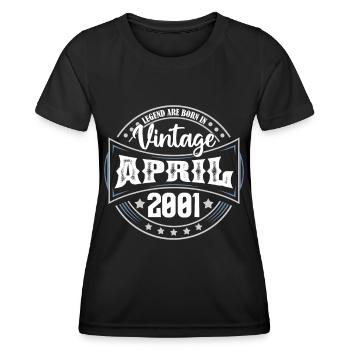 April 2001. Geburtstagsgeschenk April 2001 April - Frauen Funktions-T-Shirt - Schwarz - Vorne - AI Model Female 172 light (172cm)