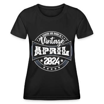 April 2024. Geburtstagsgeschenk April 2024 April - Frauen Funktions-T-Shirt - Schwarz - Vorne - AI Model Female 172 light (172cm)