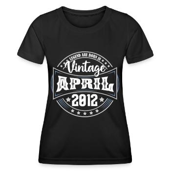 April 2012. Geburtstagsgeschenk April 2012 April - Frauen Funktions-T-Shirt - Schwarz - Vorne - AI Model Female 172 light (172cm)