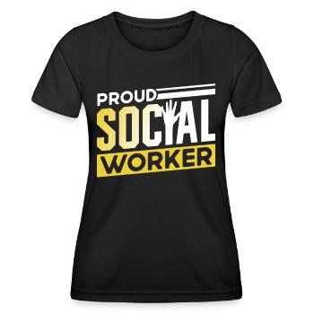 Fier travailleur social Formation Travailleur social - T-shirt sport Femme - noir - Devant - AI Model Female 172 light (172cm)