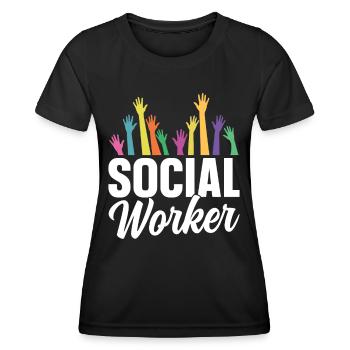 Travailleur social Travail social Profession de travailleur social - T-shirt sport Femme - noir - Devant - AI Model Female 172 light (172cm)