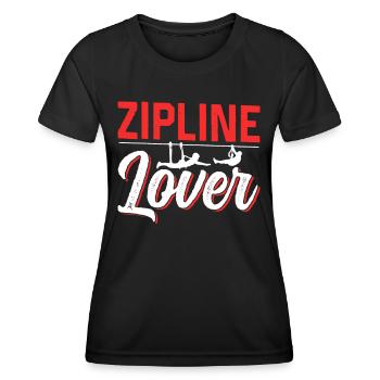 Ziplining Liebhaber Zipline Seilrutsche Sport - Frauen Funktions-T-Shirt - Schwarz - Vorne - AI Model Female 172 light (172cm)