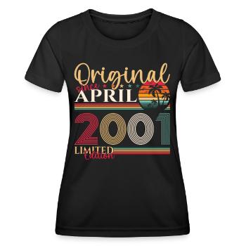 22. Geburtstag Mann April Jahrgang 2001 Original - Frauen Funktions-T-Shirt - Schwarz - Vorne - AI Model Female 172 light (172cm)