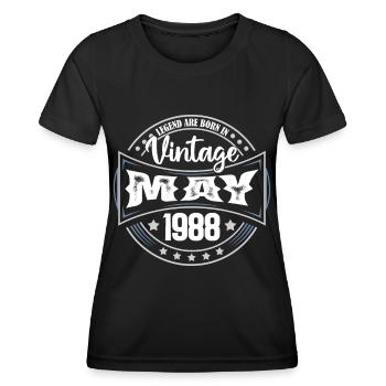 Mai 1988. Geburtstagsgeschenk Mai 1988. Mai - Frauen Funktions-T-Shirt - Schwarz - Vorne - AI Model Female 172 light (172cm)