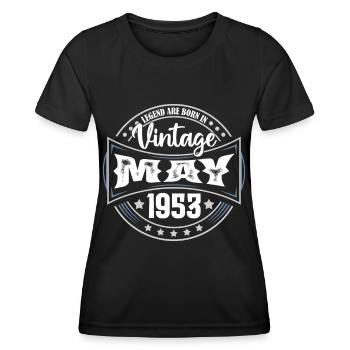 Mai 1953. Geburtstagsgeschenk Mai 1953. Mai - Frauen Funktions-T-Shirt - Schwarz - Vorne - AI Model Female 172 light (172cm)