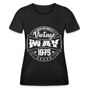 Mai 1975. Geburtstagsgeschenk Mai 1975. Mai - Frauen Funktions-T-Shirt - Schwarz - Vorne - AI Model Female 172 light (172cm)