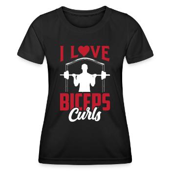J’adore biceps boucles dictons muscles biceps - T-shirt sport Femme - noir - Devant - AI Model Female 172 light (172cm)