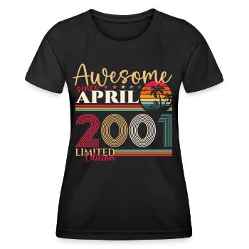 22. Geburtstag Mann April Jahrgang 2001 Awesome - Frauen Funktions-T-Shirt - Schwarz - Vorne - AI Model Female 172 light (172cm)