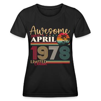 45e anniversaire homme April né en 1978 Génial - T-shirt sport Femme - noir - Devant - AI Model Female 172 light (172cm)