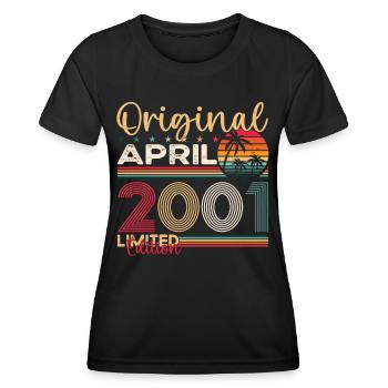 22. Geburtstag Mann April Jahrgang 2001 Original - Frauen Funktions-T-Shirt - Schwarz - Vorne - AI Model Female 172 light (172cm)