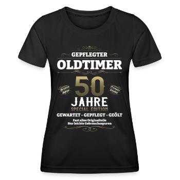 50. Geburtstag Mann Oldtimer Jahrgang 1973 - Frauen Funktions-T-Shirt - Schwarz - Vorne - AI Model Female 172 light (172cm)