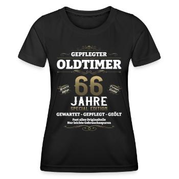 66. Geburtstag Mann Oldtimer Jahrgang 1957 - Frauen Funktions-T-Shirt - Schwarz - Vorne - AI Model Female 172 light (172cm)