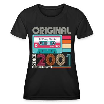 22. Geburtstag Mann April Jahrgang 2001 Kassette - Frauen Funktions-T-Shirt - Schwarz - Vorne - AI Model Female 172 light (172cm)