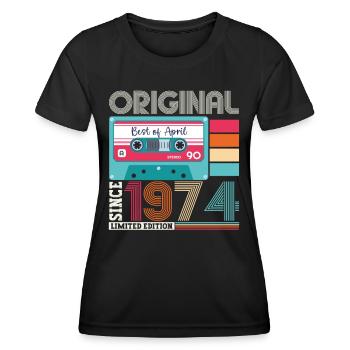 49th birthday man April Born 1974 Cassette - Women's Functional T-Shirt - black - Front - AI Model Female 172 light (172cm)