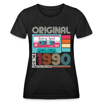 33rd birthday man April born 1990 cassette - Women's Functional T-Shirt - black - Front - AI Model Female 172 light (172cm)