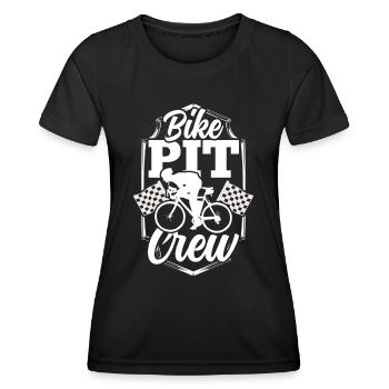 Fahrrad-Boxencrew Radrennfahrer Radrennen - Frauen Funktions-T-Shirt - Schwarz - Vorne - AI Model Female 172 light (172cm)