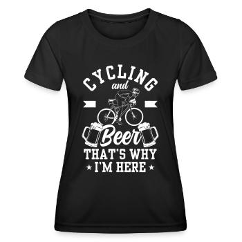 Radfahren Und Bier Deshalb Bin Ich Hier Fahrrad - Frauen Funktions-T-Shirt - Schwarz - Vorne - AI Model Female 172 light (172cm)