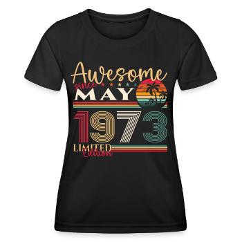 50th Birthday Man Woman Awesome May Vintage 1973 - Women's Functional T-Shirt - black - Front - AI Model Female 172 light (172cm)