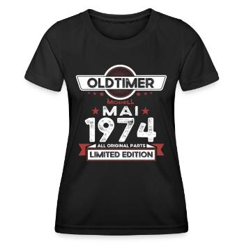 49. Geburtstag Mann Oldtimer Mai Jahrgang 1974 - Frauen Funktions-T-Shirt - Schwarz - Vorne - AI Model Female 172 light (172cm)