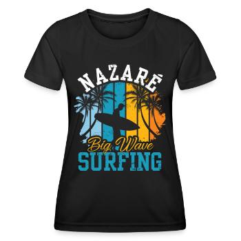 Nazaré Big Wave Surfen Wellen Surfer Surfing - Frauen Funktions-T-Shirt - Schwarz - Vorne - AI Model Female 172 light (172cm)