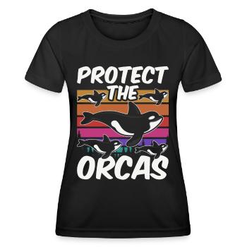 Protéger les orques de mer Orques Protéger - T-shirt sport Femme - noir - Devant - AI Model Female 172 light (172cm)