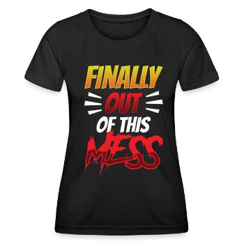 Enfin sortis du mess les retraités - T-shirt sport Femme - noir - Devant - AI Model Female 172 light (172cm)