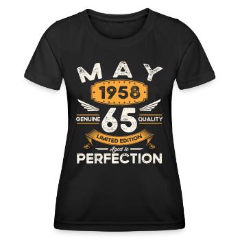 65. Geburtstag Mann Mai Jahrgang 1958 Legendär - Frauen Funktions-T-Shirt - Schwarz - Vorne - AI Model Female 172 light (172cm)