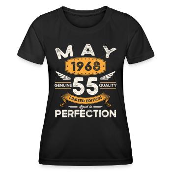 55e anniversaire Homme May né en 1968 Légendaire - T-shirt sport Femme - noir - Devant - AI Model Female 172 light (172cm)