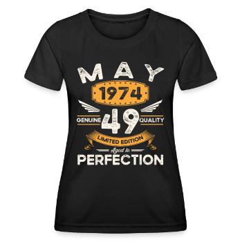 49e anniversaire Homme May né en 1974 Légendaire - T-shirt sport Femme - noir - Devant - AI Model Female 172 light (172cm)