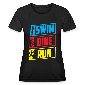 Swim Bike Run Triathlon Triathlet Triathletin - Frauen Funktions-T-Shirt - Schwarz - Vorne - AI Model Female 172 light (172cm)