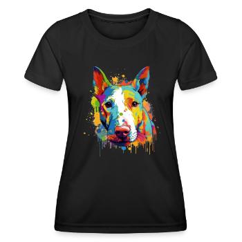 Colorful Bull-terrier art design - Women's Functional T-Shirt - black - Front - AI Model Female 172 light (172cm)