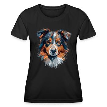 Buntes Kunstdesign für australische Schäferhunde - Frauen Funktions-T-Shirt - Schwarz - Vorne - AI Model Female 172 light (172cm)