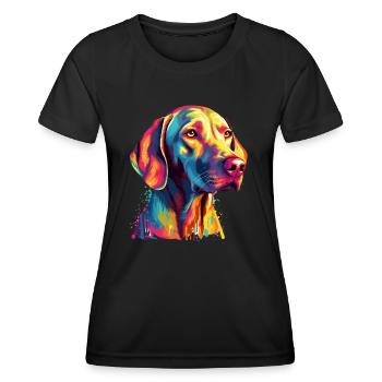 Buntes Weimaraner Kunstdesign - Frauen Funktions-T-Shirt - Schwarz - Vorne - AI Model Female 172 light (172cm)
