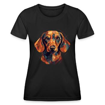 Design d’art coloré du teckel - T-shirt sport Femme - noir - Devant - AI Model Female 172 light (172cm)