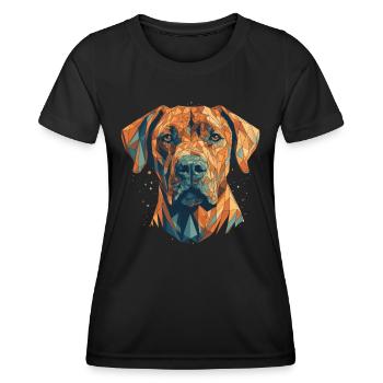 Buntes Rhodesian-Ridgeback-Kunstdesign - Frauen Funktions-T-Shirt - Schwarz - Vorne - AI Model Female 172 light (172cm)