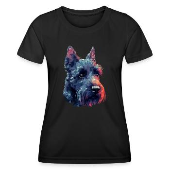 Colorful Scottish-terrier art design - Women's Functional T-Shirt - black - Front - AI Model Female 172 light (172cm)