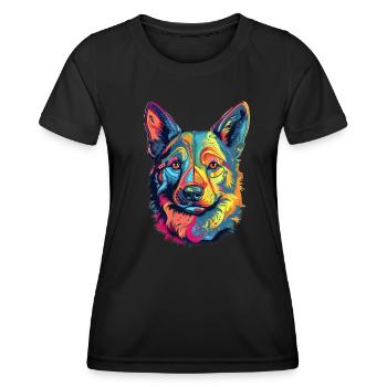 Colorful Valhund art design - Women's Functional T-Shirt - black - Front - AI Model Female 172 light (172cm)