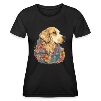 Colorful Golden-retriever art design - Women's Functional T-Shirt - black - Front - AI Model Female 172 light (172cm)