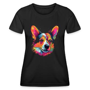 Colorful Corgi art design - Women's Functional T-Shirt - black - Front - AI Model Female 172 light (172cm)